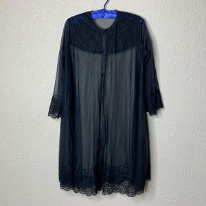 Vintage lace robe black sheer